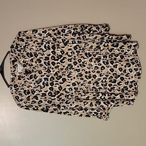 Wonderly Women's Henley Tunic Top‎ Cheetah Print Size XL